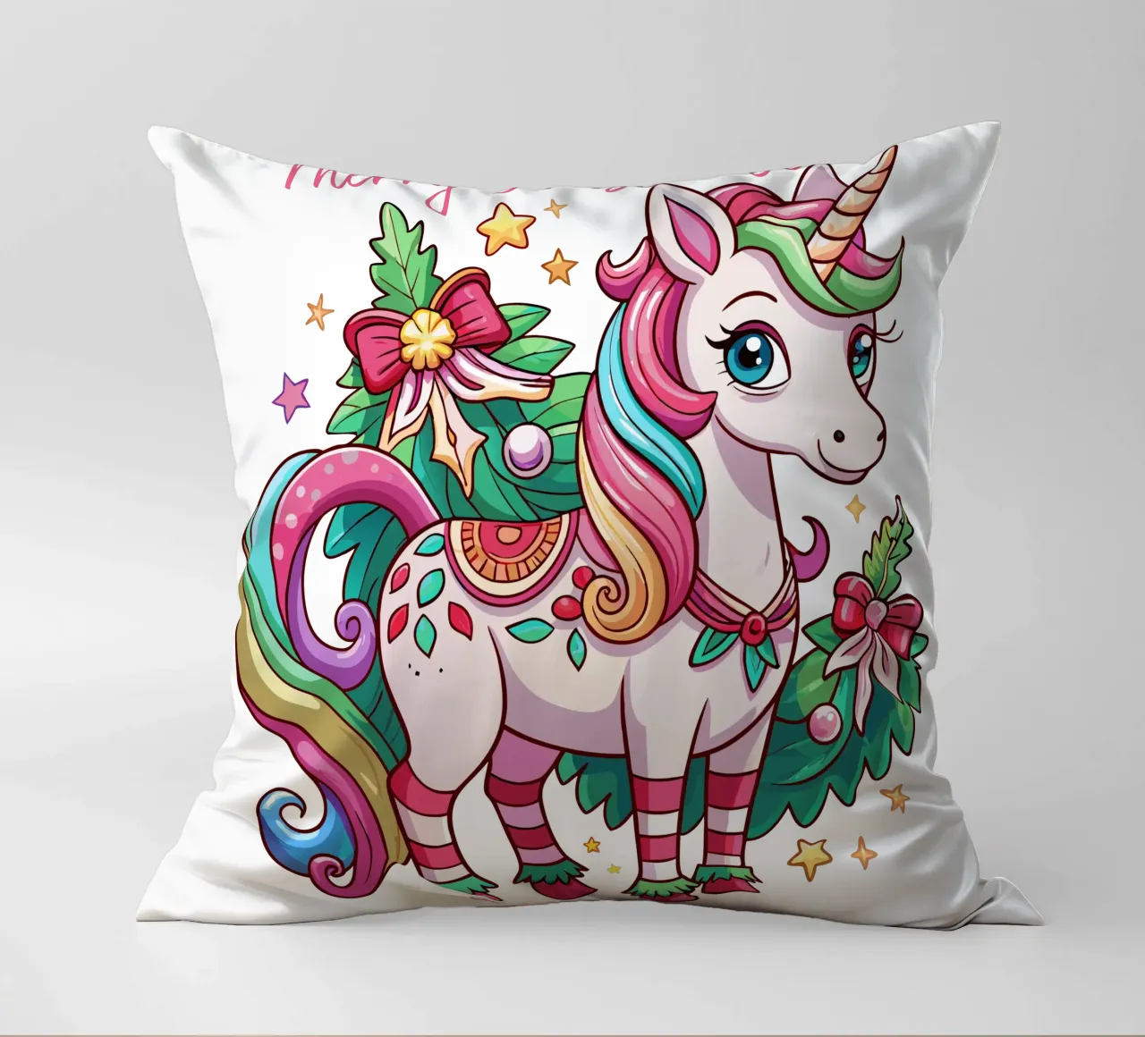 Magical Christmas Cute Unicorn - Add Custom Event and Name cuscino da Artnesia