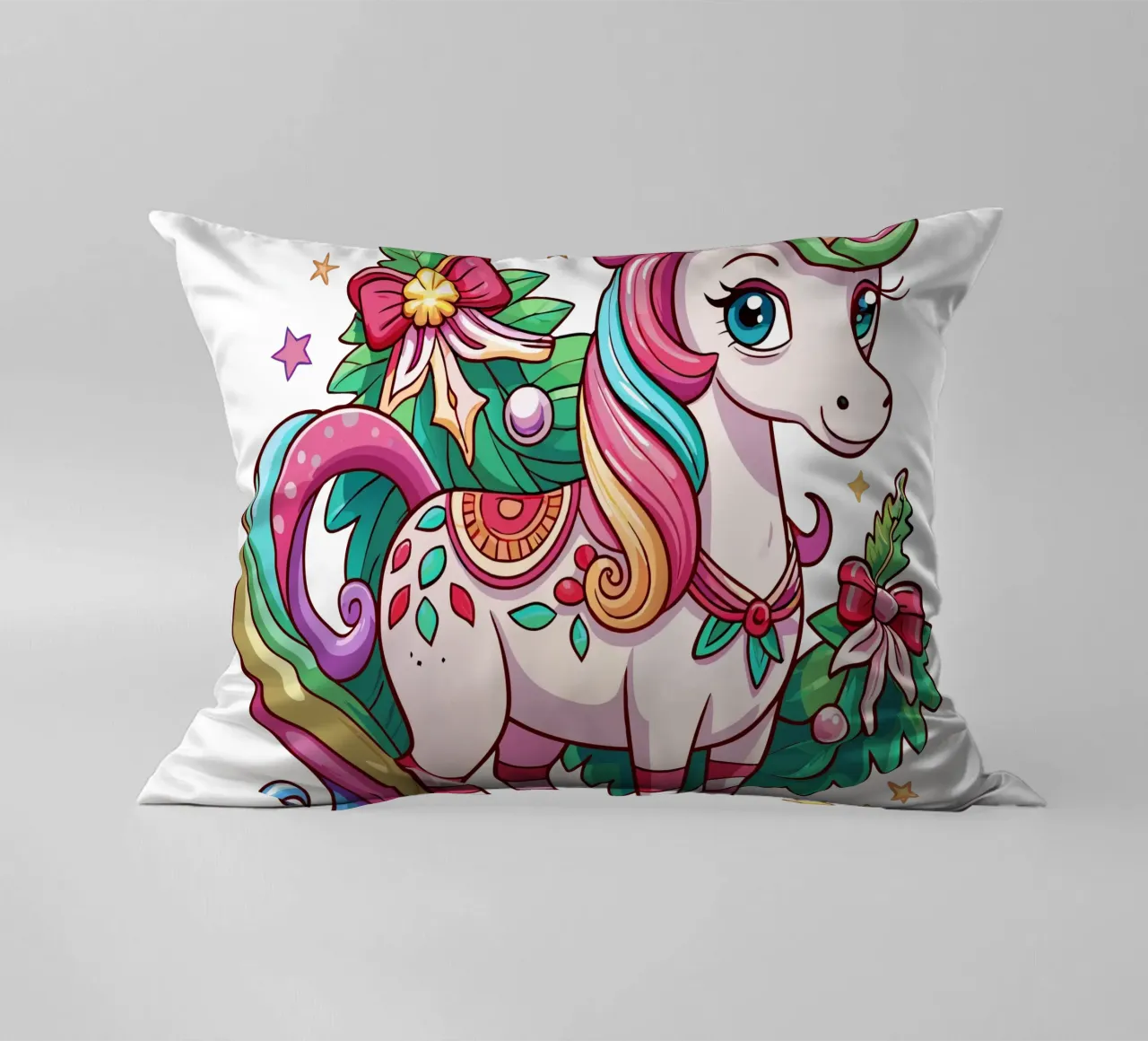 Magical Christmas Cute Unicorn - Add Custom Event and Name cuscino da Artnesia