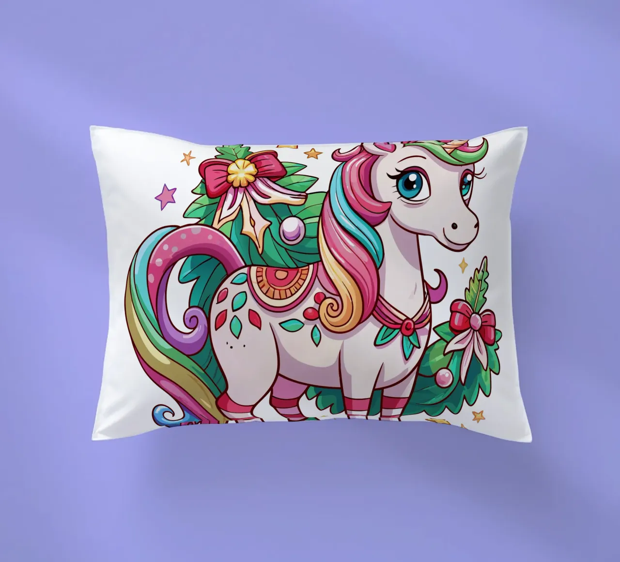 Magical Christmas Cute Unicorn - Add Custom Event and Name decorative cushion by Artnesia