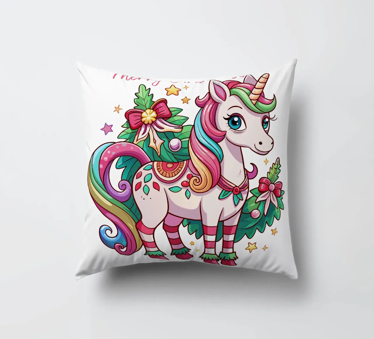 Magical Christmas Cute Unicorn - Add Custom Event and Name cuscino da Artnesia