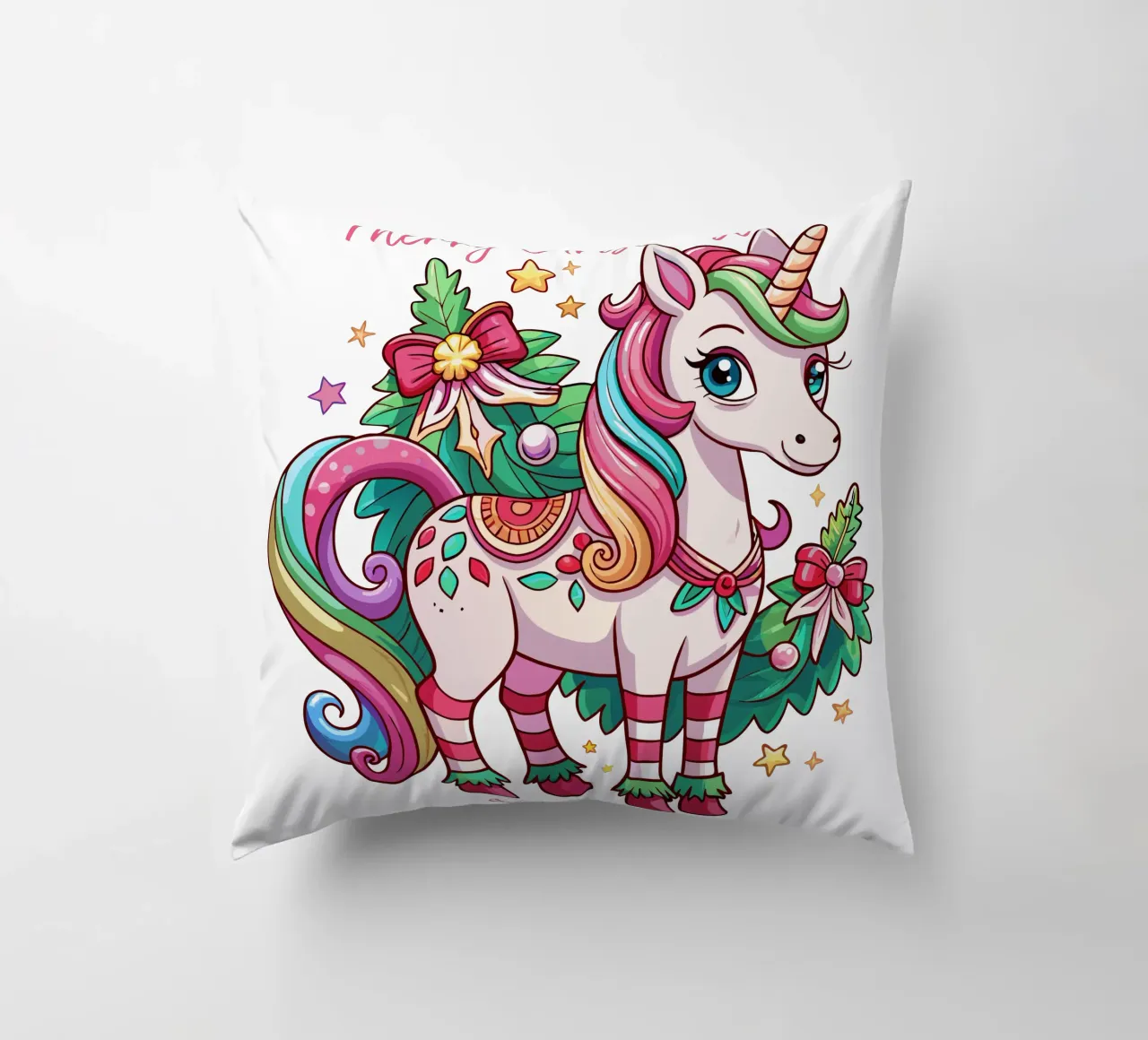 Magical Christmas Cute Unicorn - Add Custom Event and Name cuscino da Artnesia