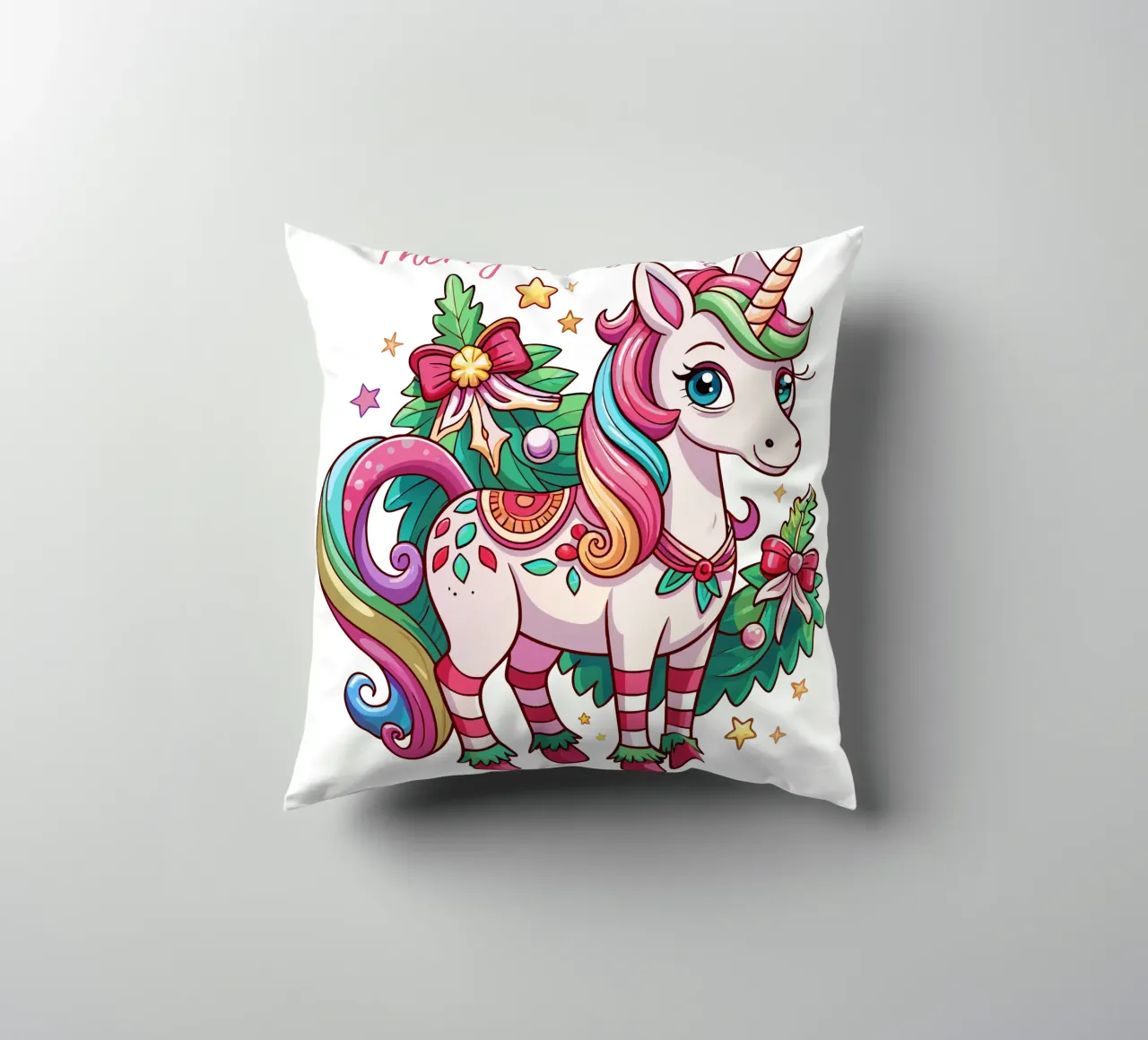Magical Christmas Cute Unicorn - Add Custom Event and Name cuscino da Artnesia