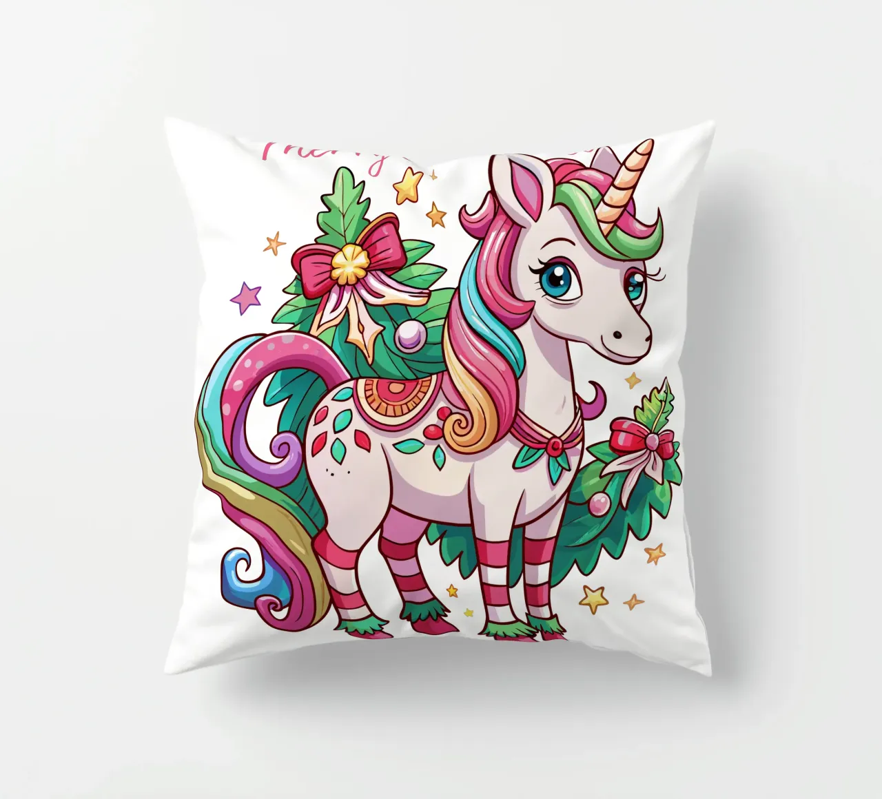 Magical Christmas Cute Unicorn - Add Custom Event and Name cuscino da Artnesia