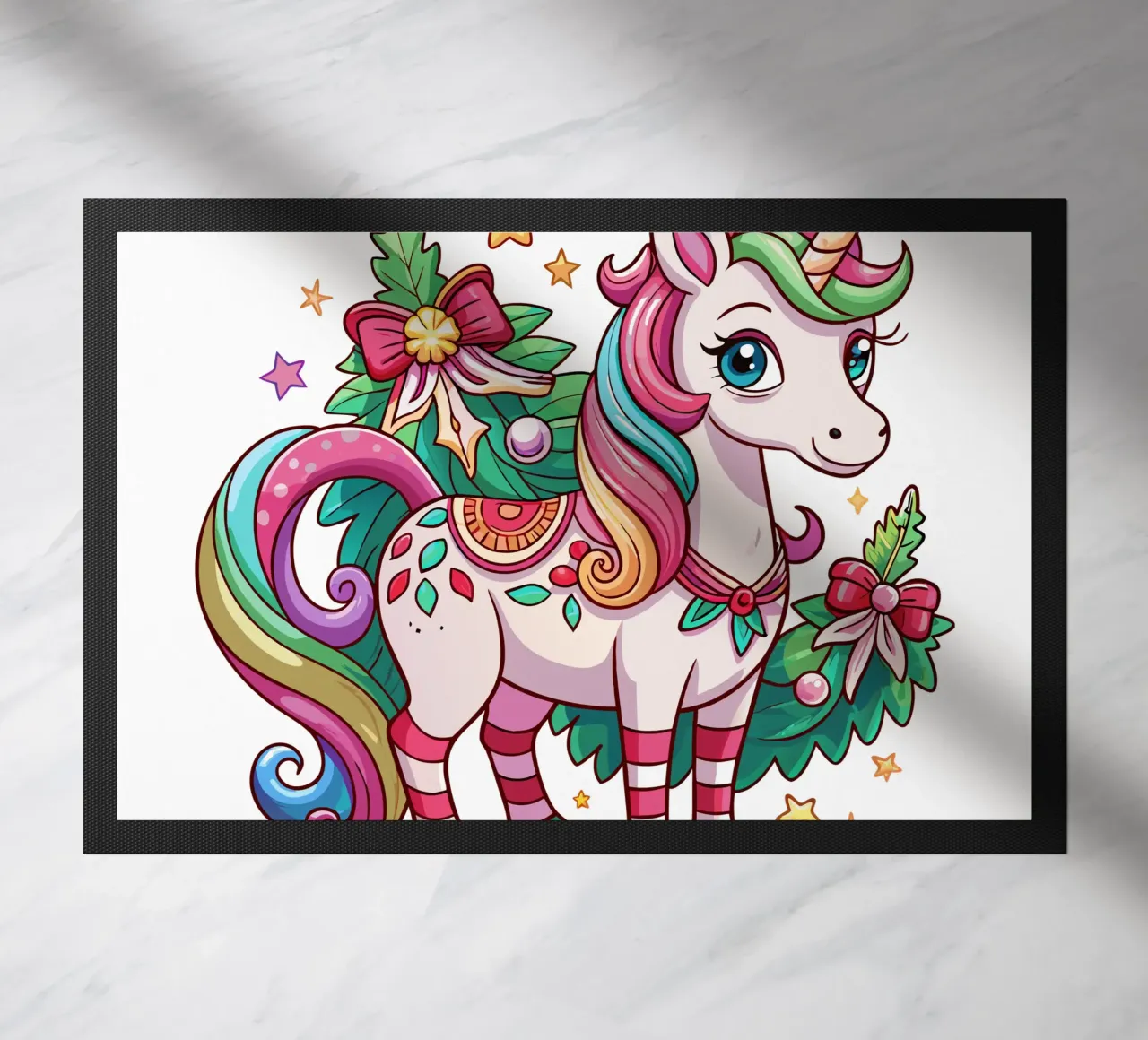 Magical Christmas Cute Unicorn - Add Custom Event and Name paillasson de Artnesia
