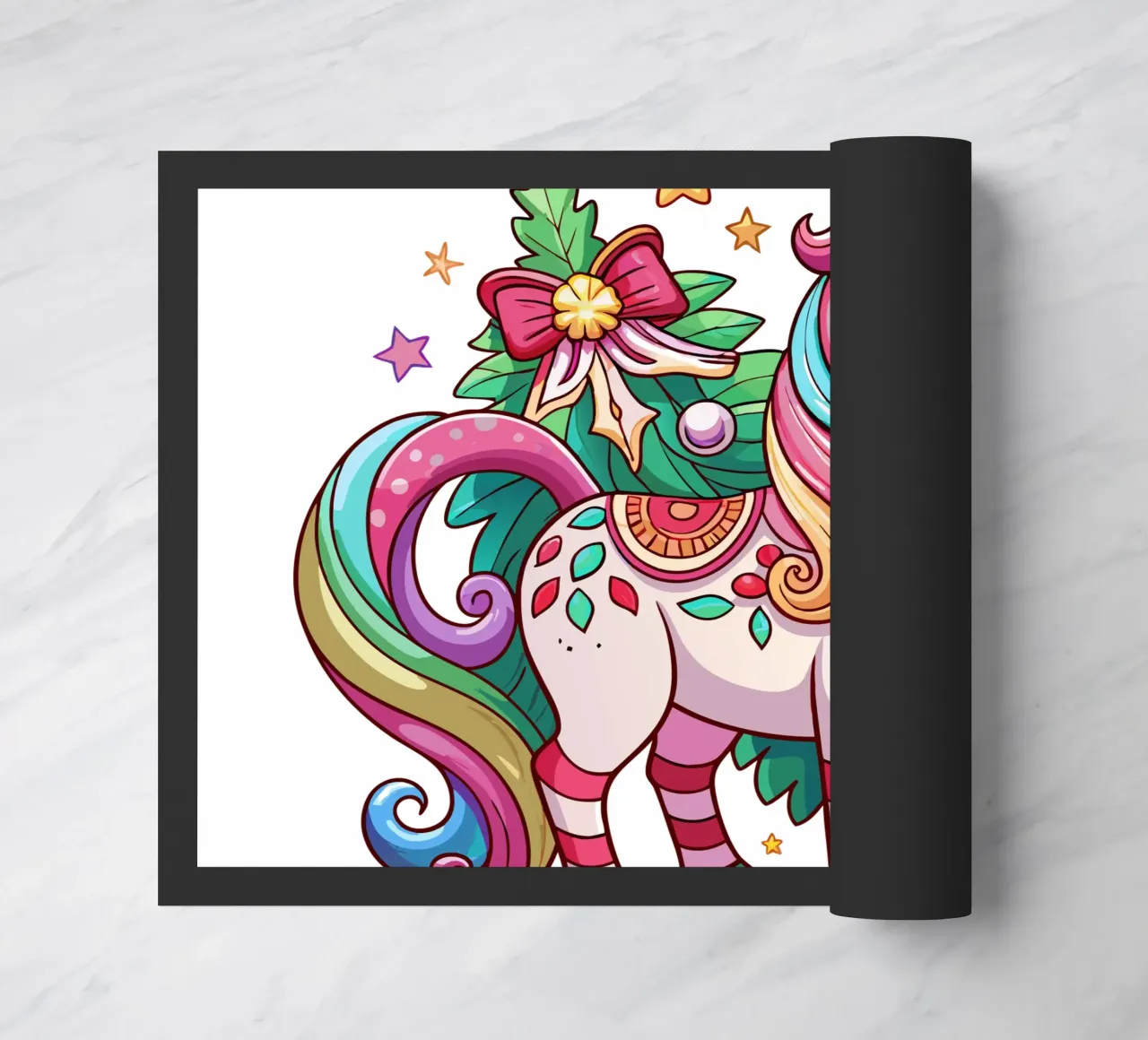 Magical Christmas Cute Unicorn - Add Custom Event and Name paillasson de Artnesia