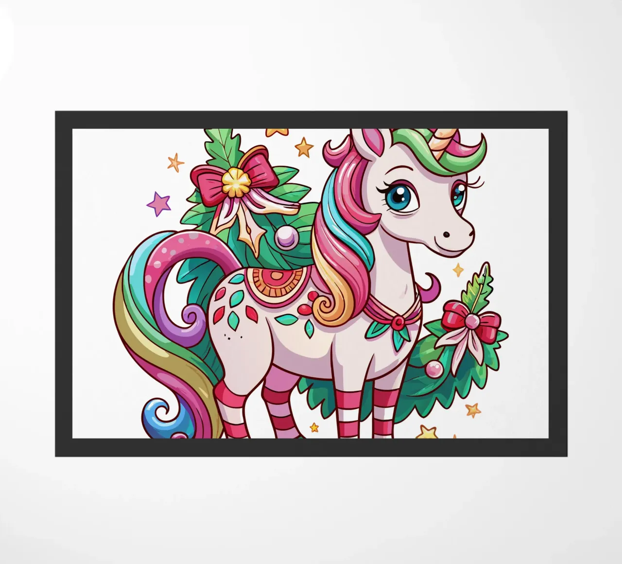 Magical Christmas Cute Unicorn - Add Custom Event and Name paillasson de Artnesia