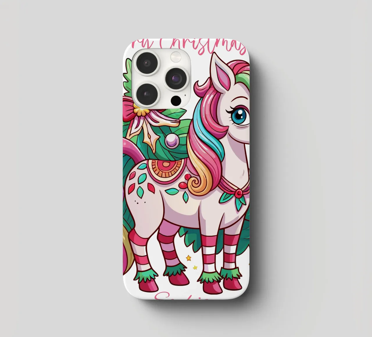 Magical Christmas Cute Unicorn - Add Custom Event and Name cover iphone da Artnesia