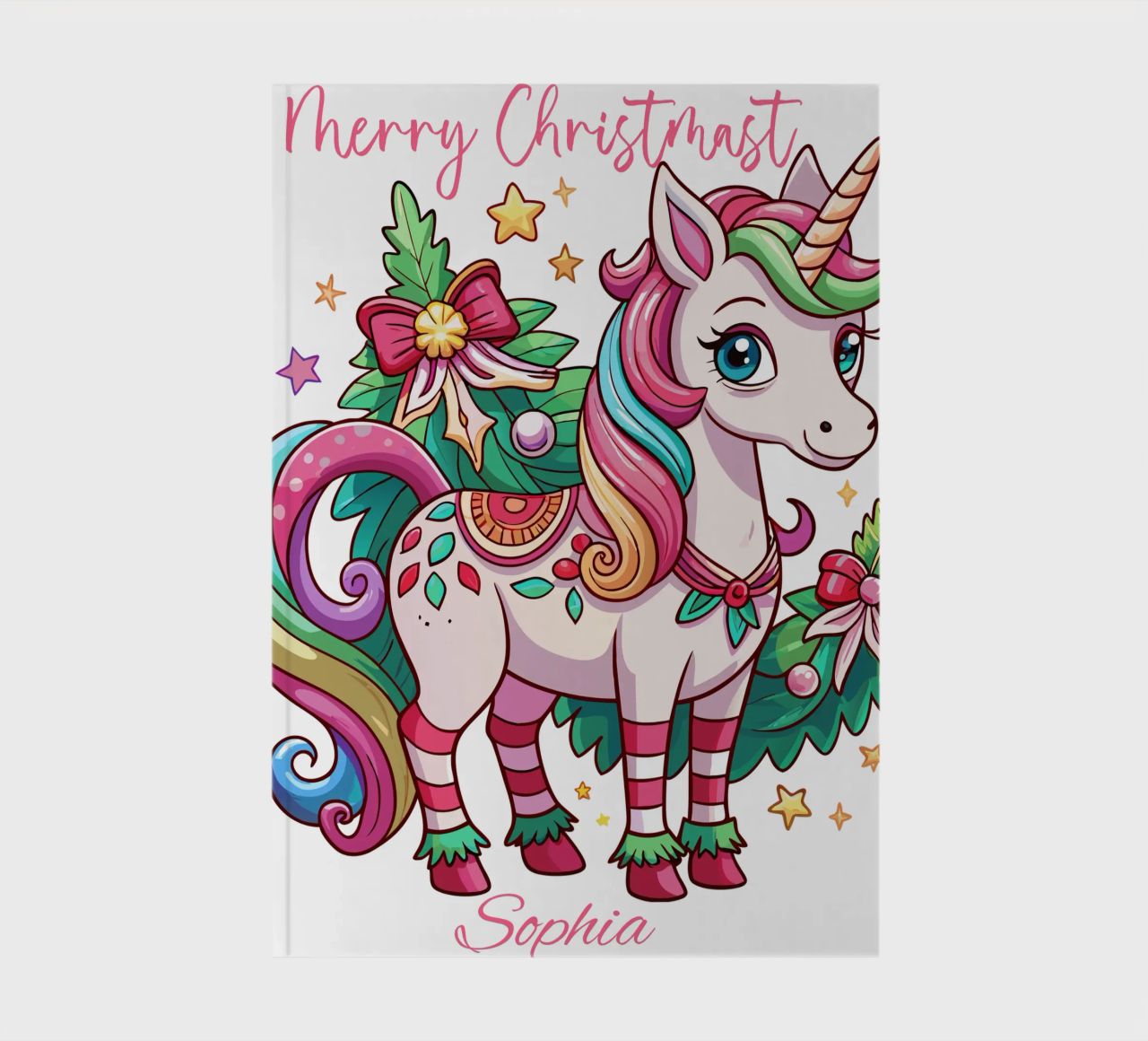 Magical Christmas Cute Unicorn - Add Custom Event and Name diario da Artnesia