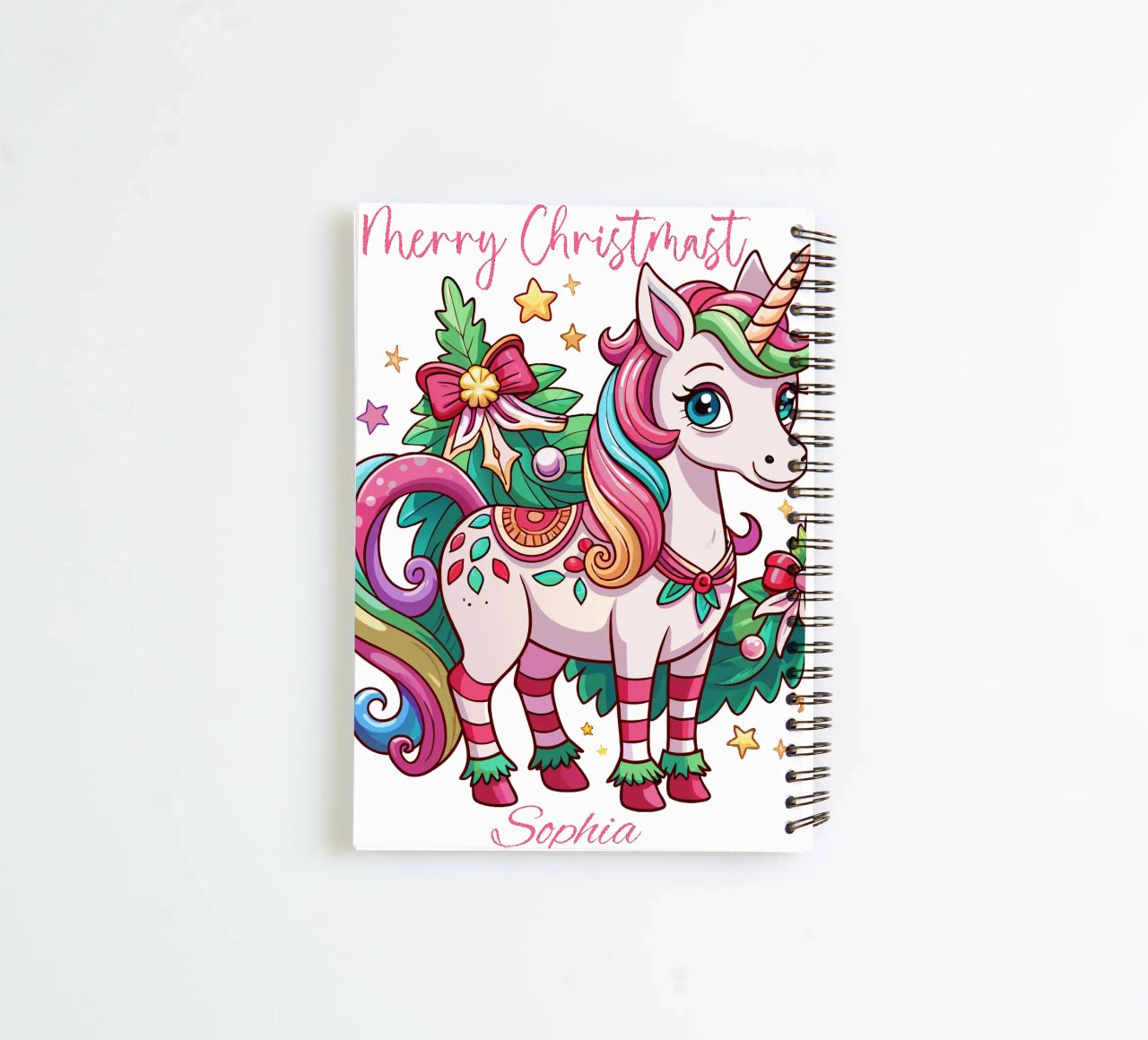 Magical Christmas Cute Unicorn - Add Custom Event and Name diario ad anelli da Artnesia