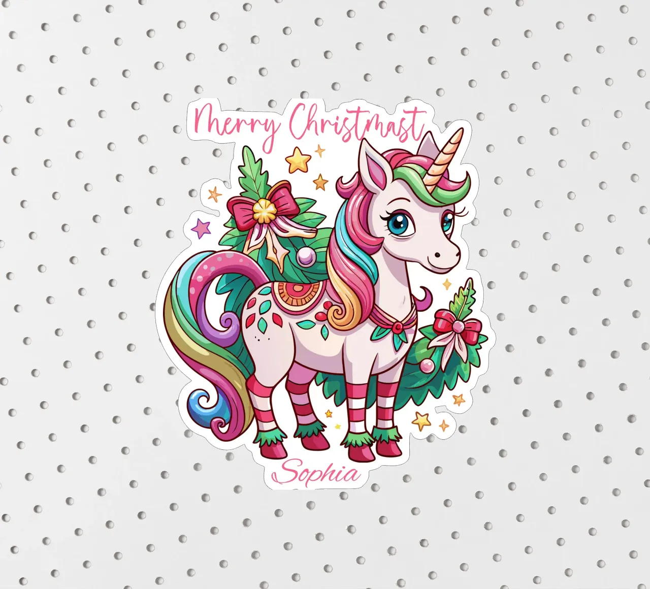Magical Christmas Cute Unicorn - Add Custom Event and Name sticker by Artnesia