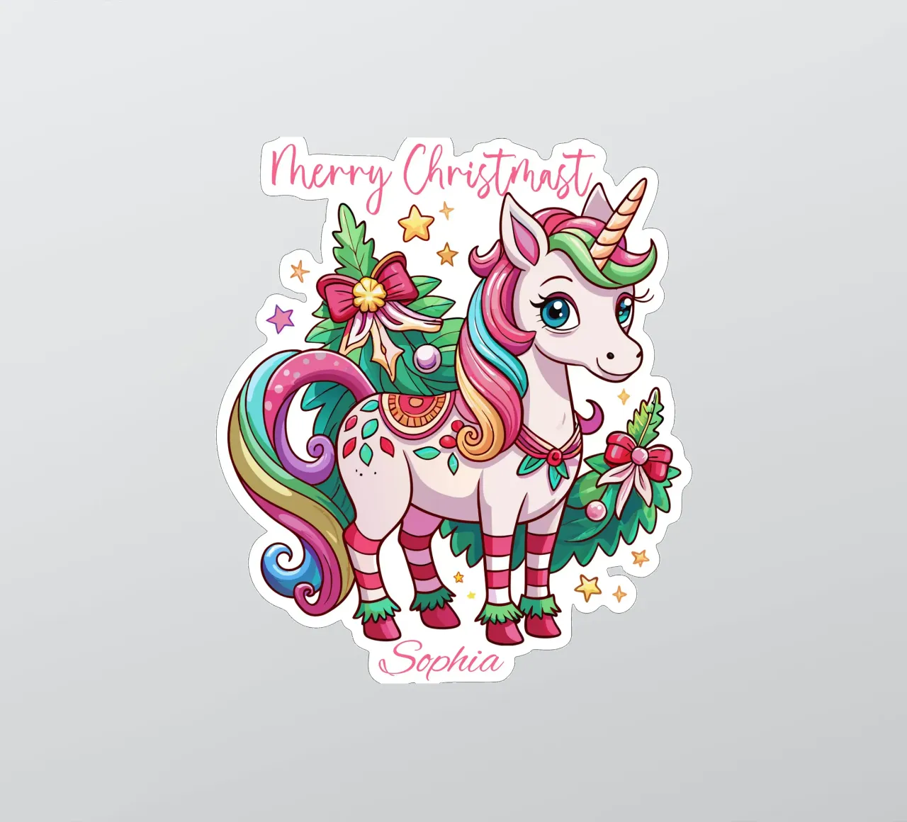 Magical Christmas Cute Unicorn - Add Custom Event and Name adesivo da Artnesia