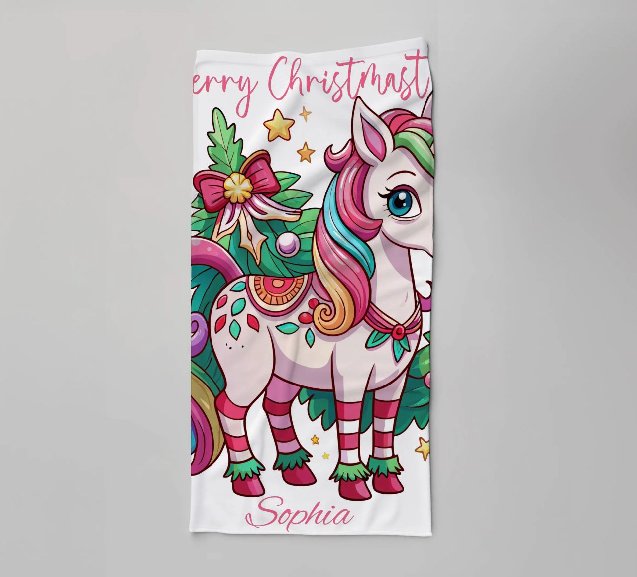 Magical Christmas Cute Unicorn - Add Custom Event and Name Handtuch von Artnesia