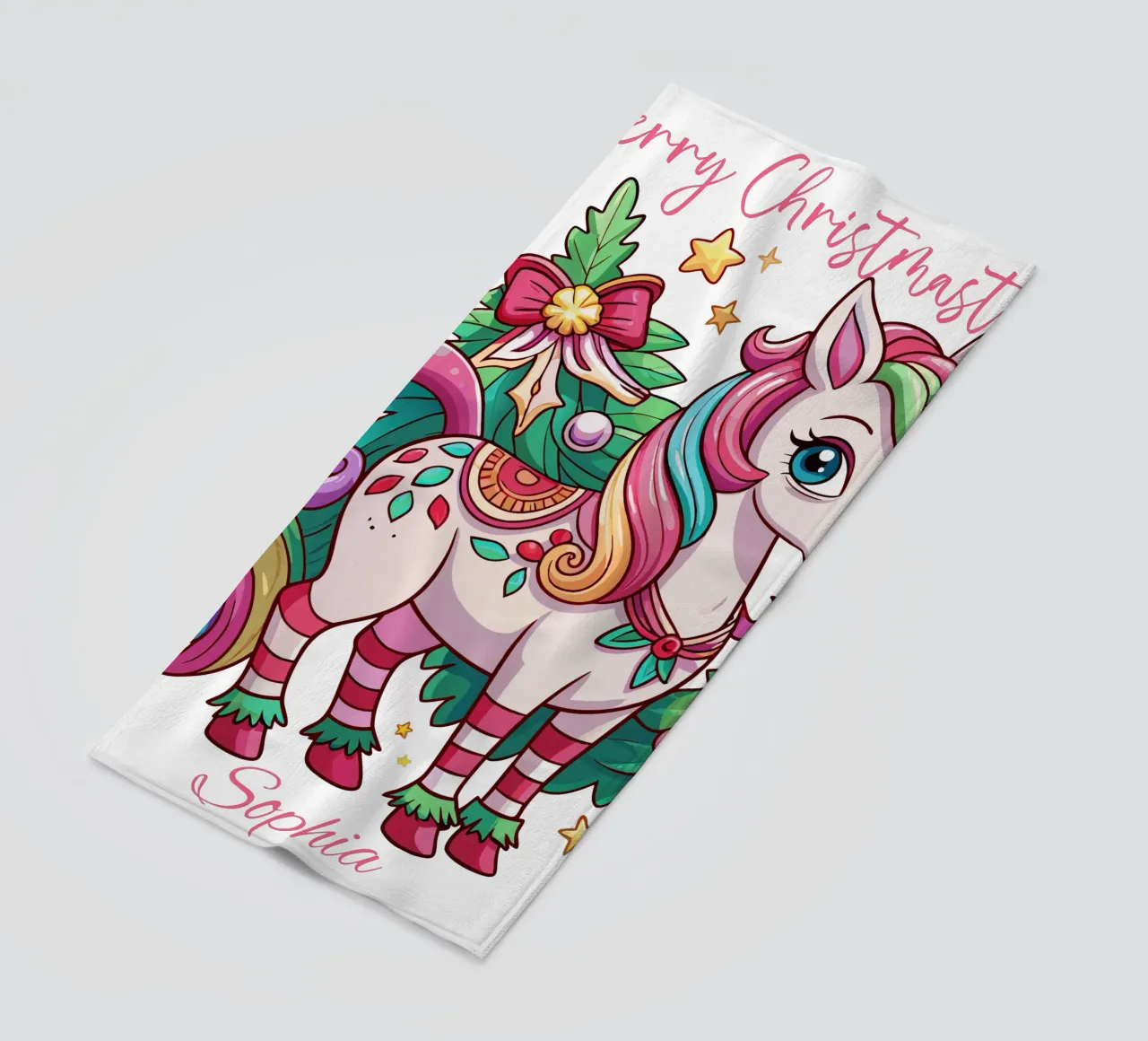Magical Christmas Cute Unicorn - Add Custom Event and Name telo mare da Artnesia