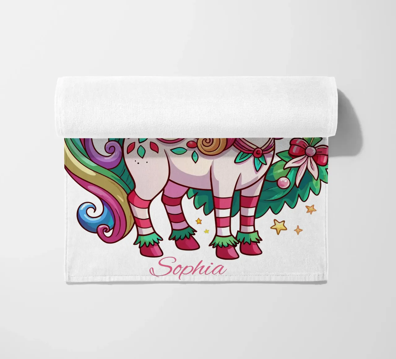 Magical Christmas Cute Unicorn - Add Custom Event and Name telo mare da Artnesia
