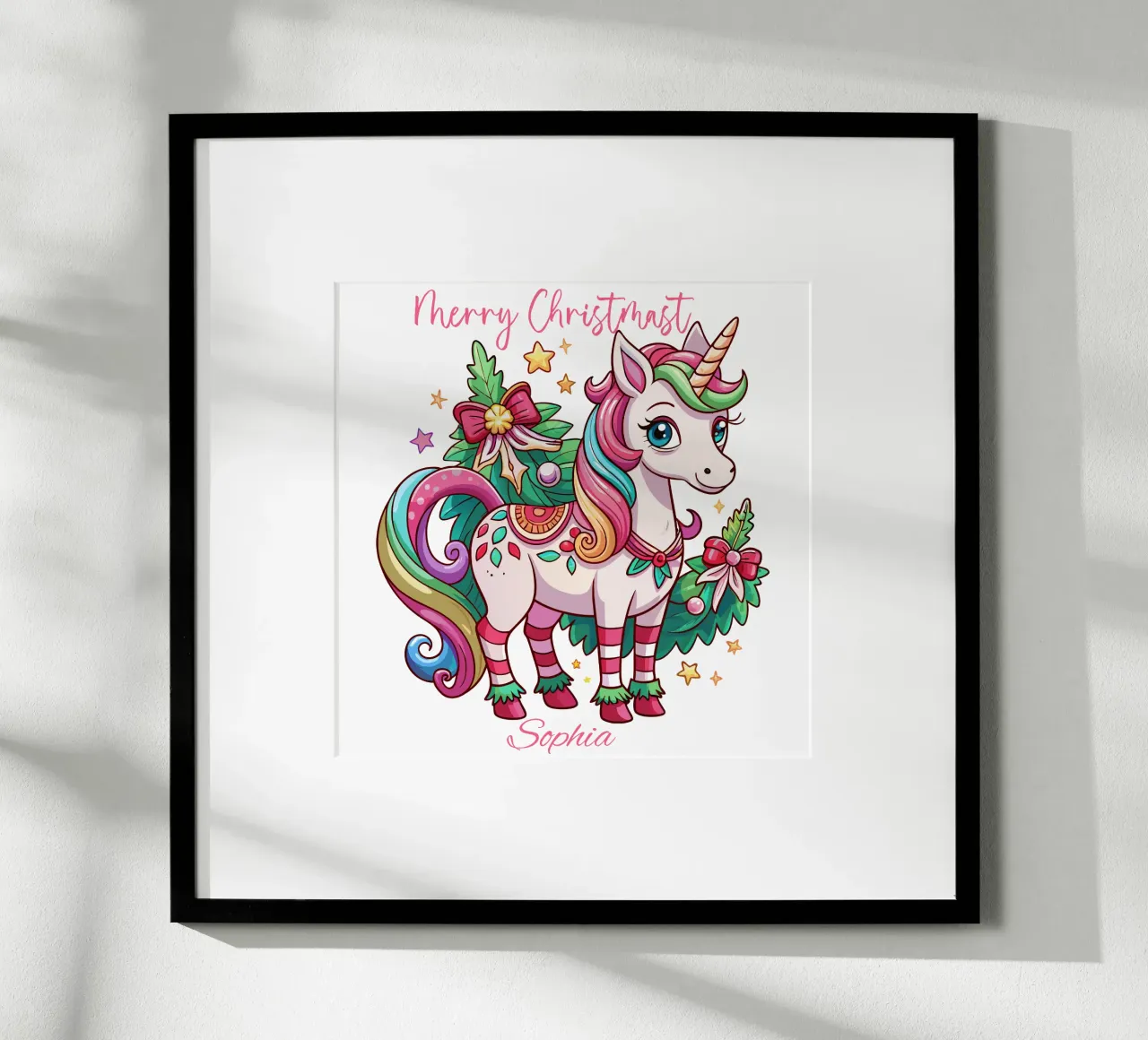 Magical Christmas Cute Unicorn - Add Custom Event and Name Hahnemühle von Artnesia