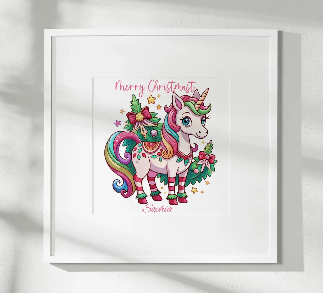 Magical Christmas Cute Unicorn - Add Custom Event and Name Hahnemühle von Artnesia