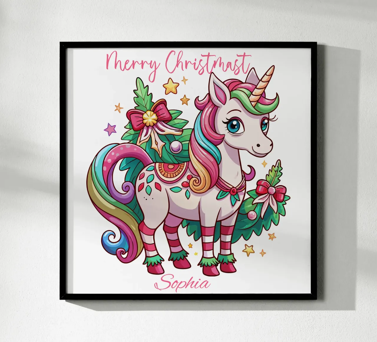 Magical Christmas Cute Unicorn - Add Custom Event and Name poster de Artnesia