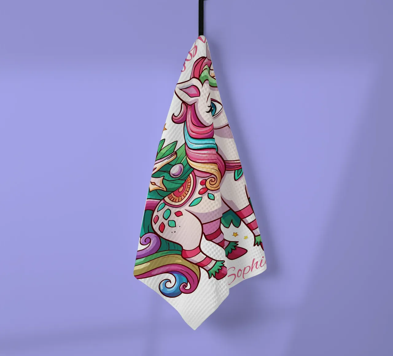 Magical Christmas Cute Unicorn - Add Custom Event and Name canovaccio da cucina da Artnesia