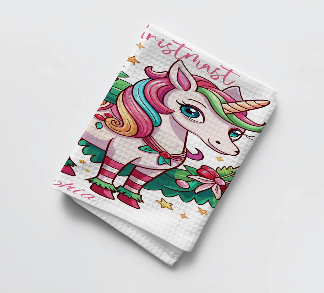 Magical Christmas Cute Unicorn - Add Custom Event and Name Geschirrtuch von Artnesia