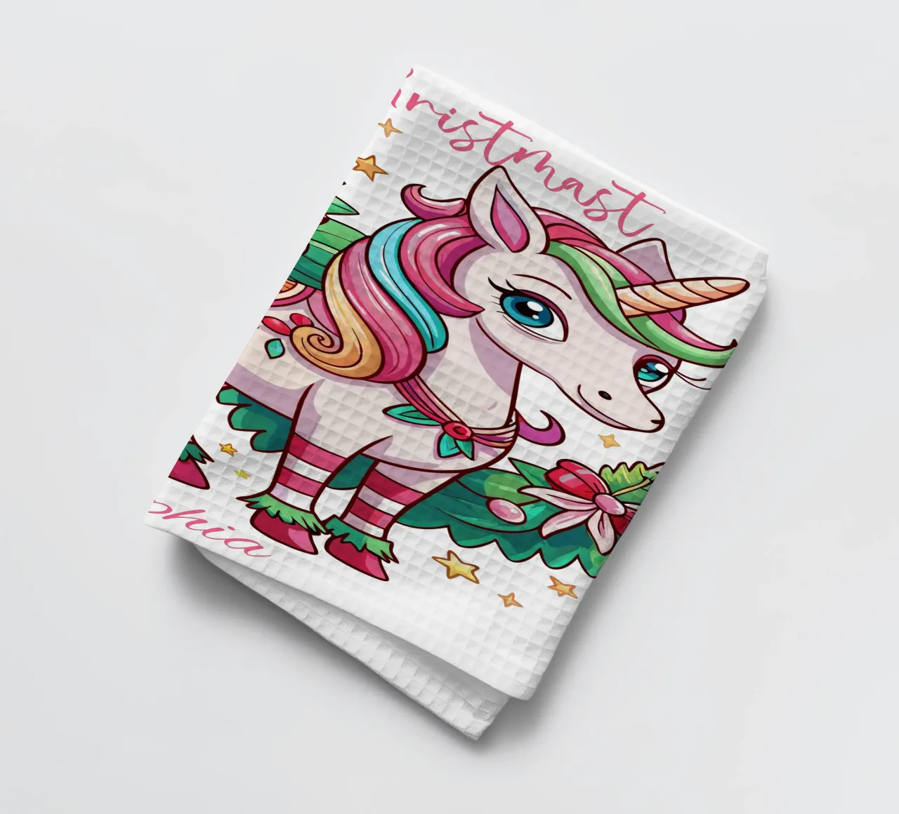 Magical Christmas Cute Unicorn - Add Custom Event and Name canovaccio da cucina da Artnesia