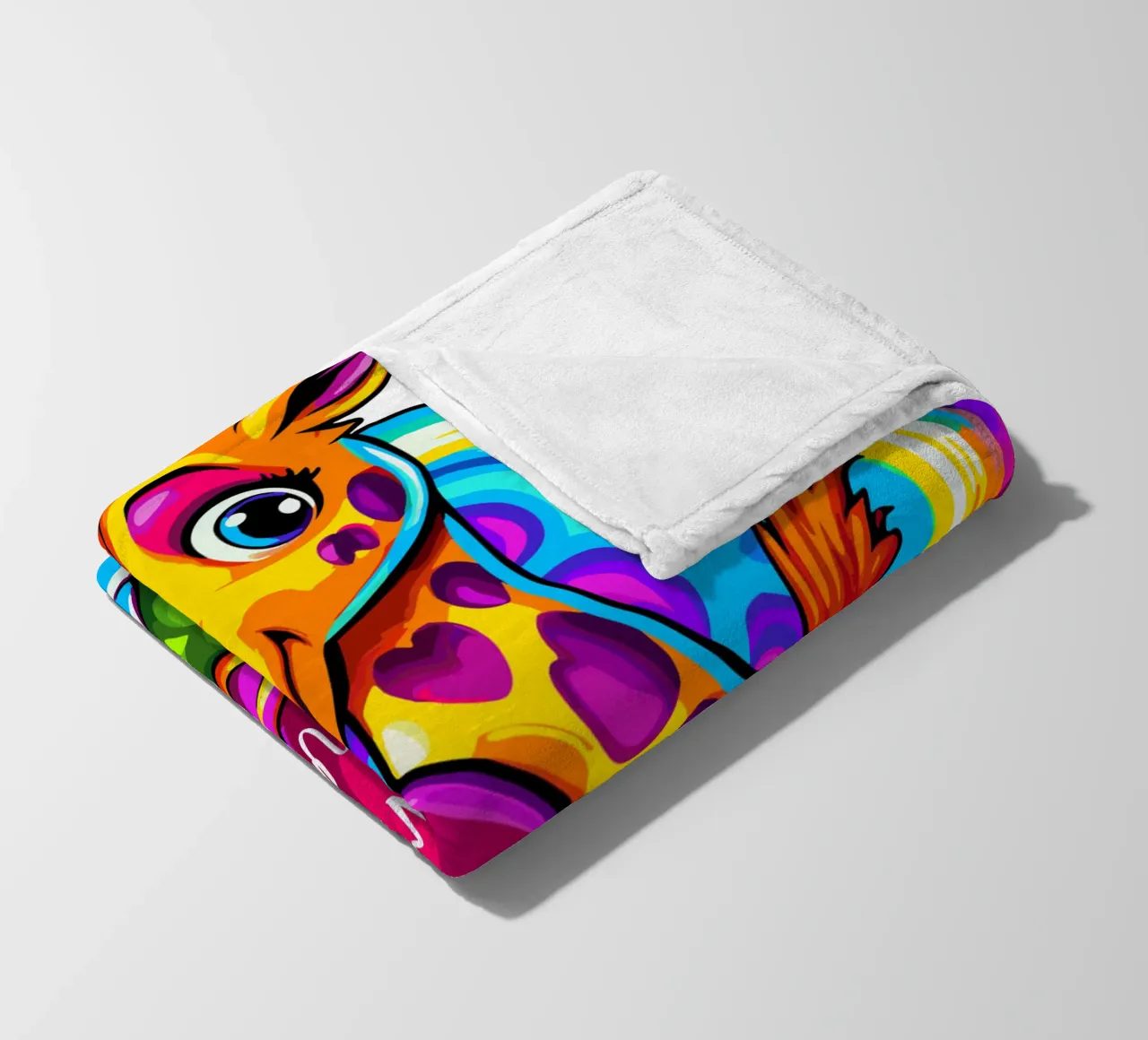 Cute Giraffe Hugging a Heart Pillow on a Cloud - Add Custom fleece blanket by Artnesia