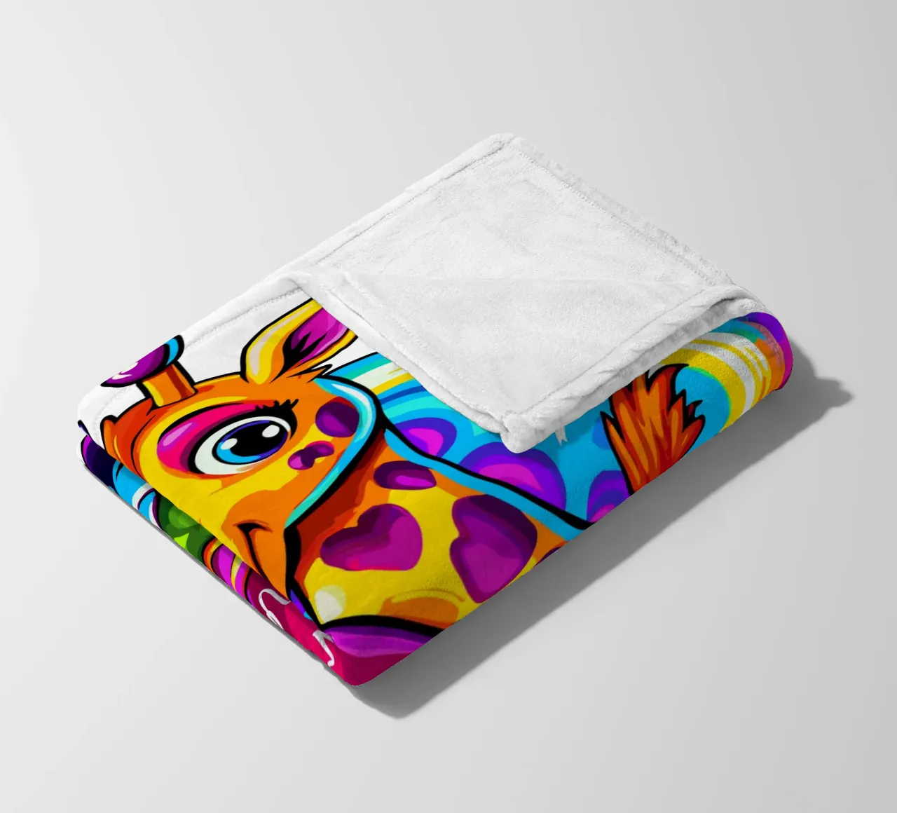 Cute Giraffe Hugging a Heart Pillow on a Cloud - Add Custom fleece blanket by Artnesia