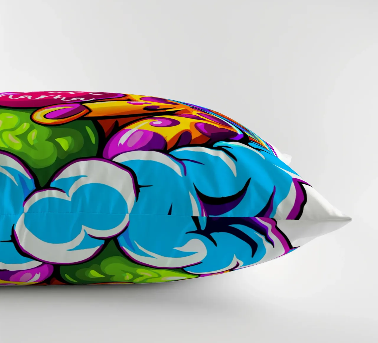 Cute Giraffe Hugging a Heart Pillow on a Cloud - Add Custom decorative cushion by Artnesia