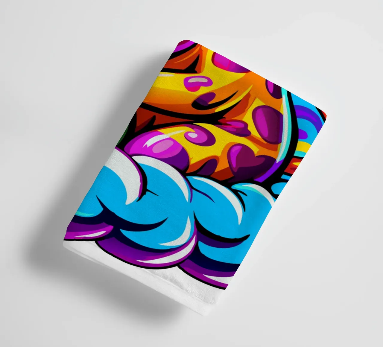 Cute Giraffe Hugging a Heart Pillow on a Cloud - Add Custom towel by Artnesia