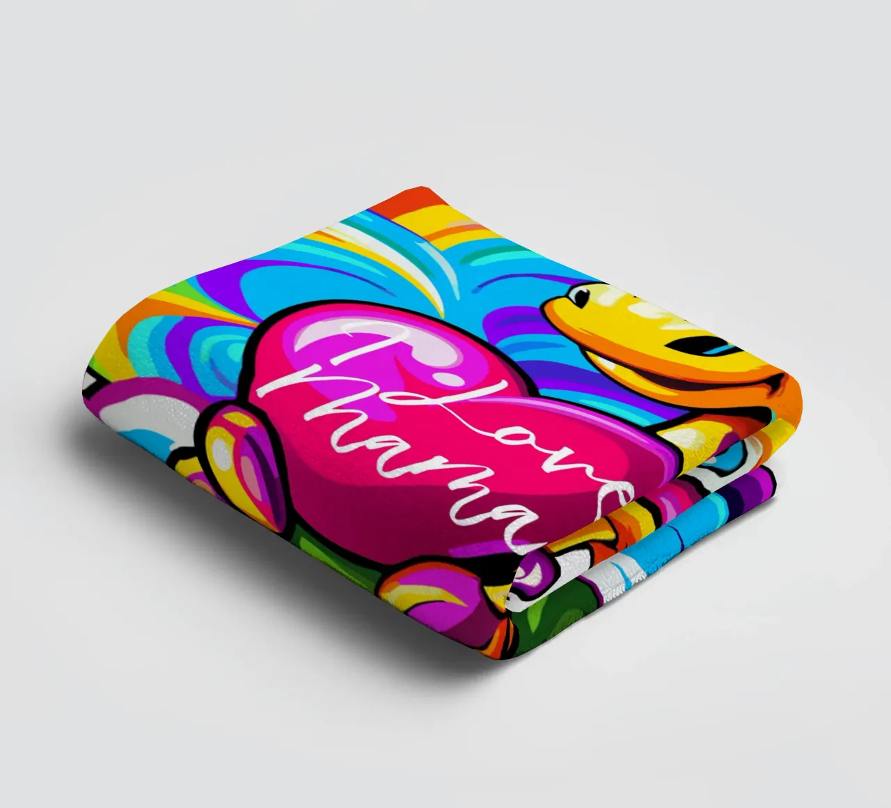 Cute Giraffe Hugging a Heart Pillow on a Cloud - Add Custom towel by Artnesia