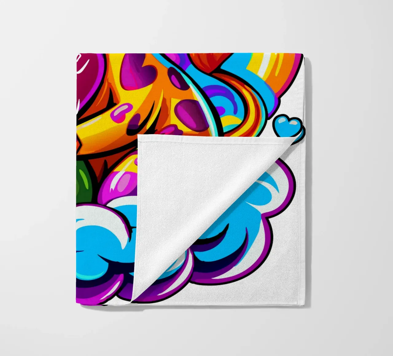 Cute Giraffe Hugging a Heart Pillow on a Cloud - Add Custom beach towel by Artnesia