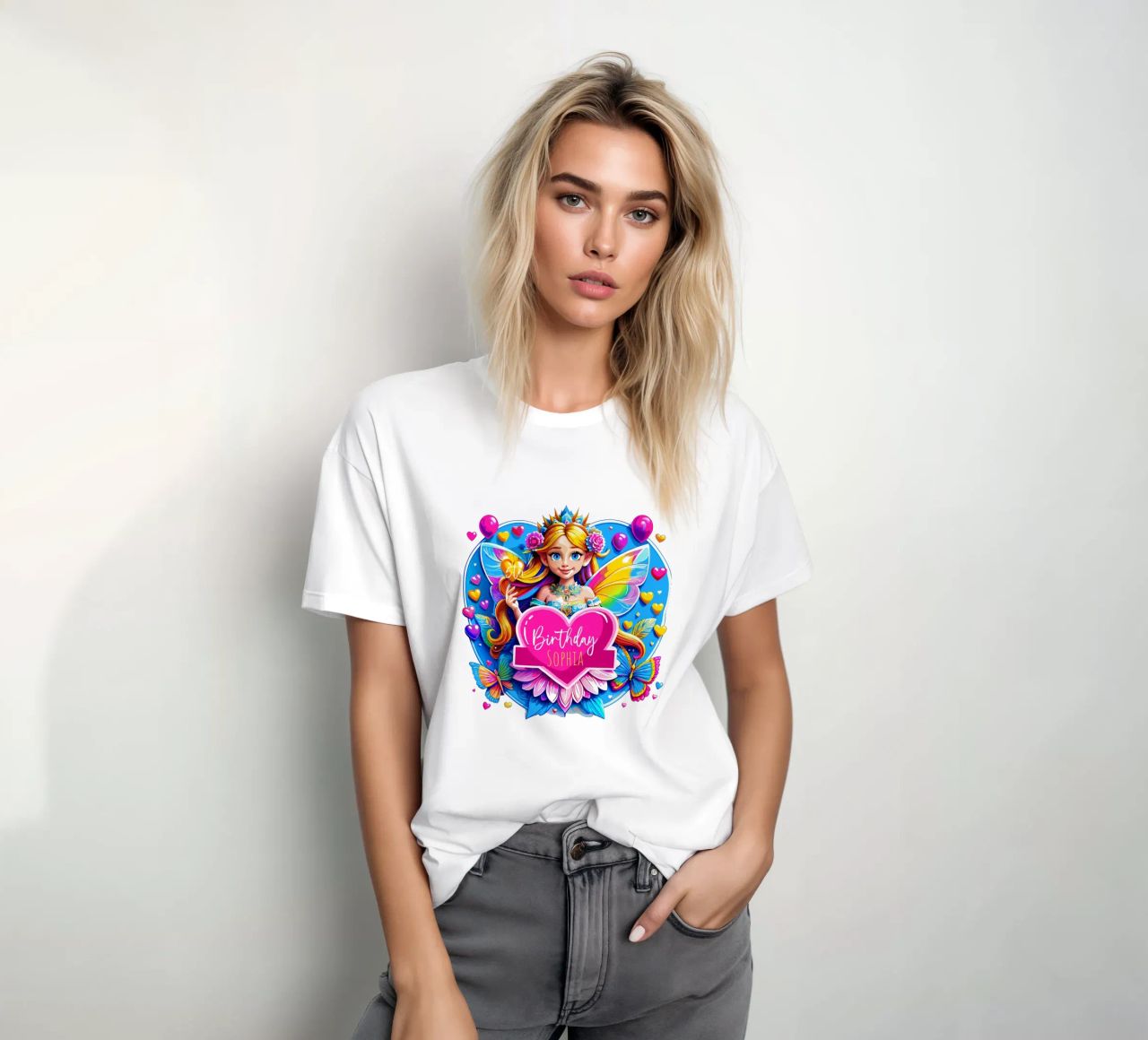 Rainbow Heart Fairy Magic Art - Aggiungi evento, nome ed età t-shirt da Artnesia