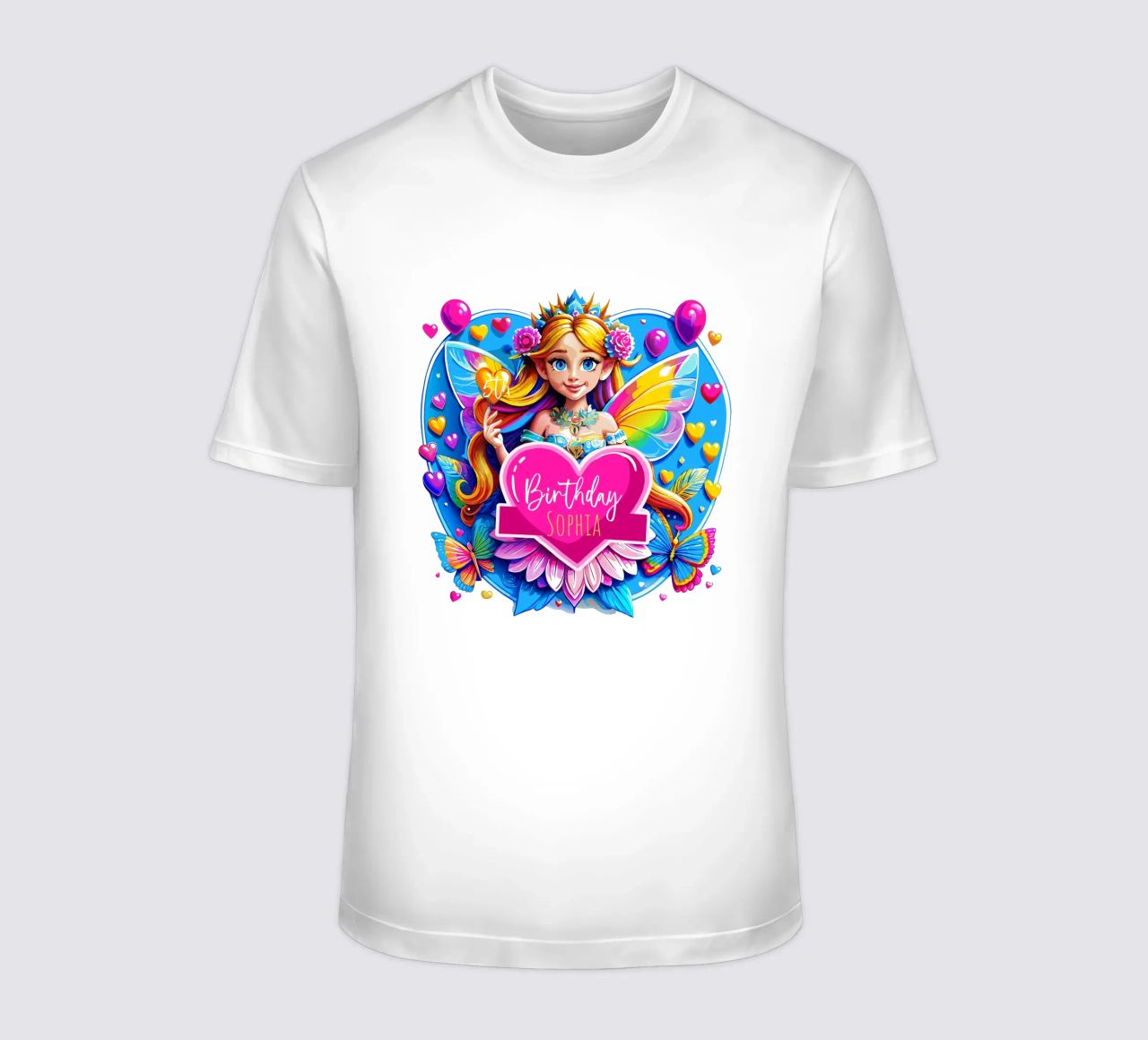 Rainbow Heart Fairy Magic Art - Aggiungi evento, nome ed età t-shirt da Artnesia