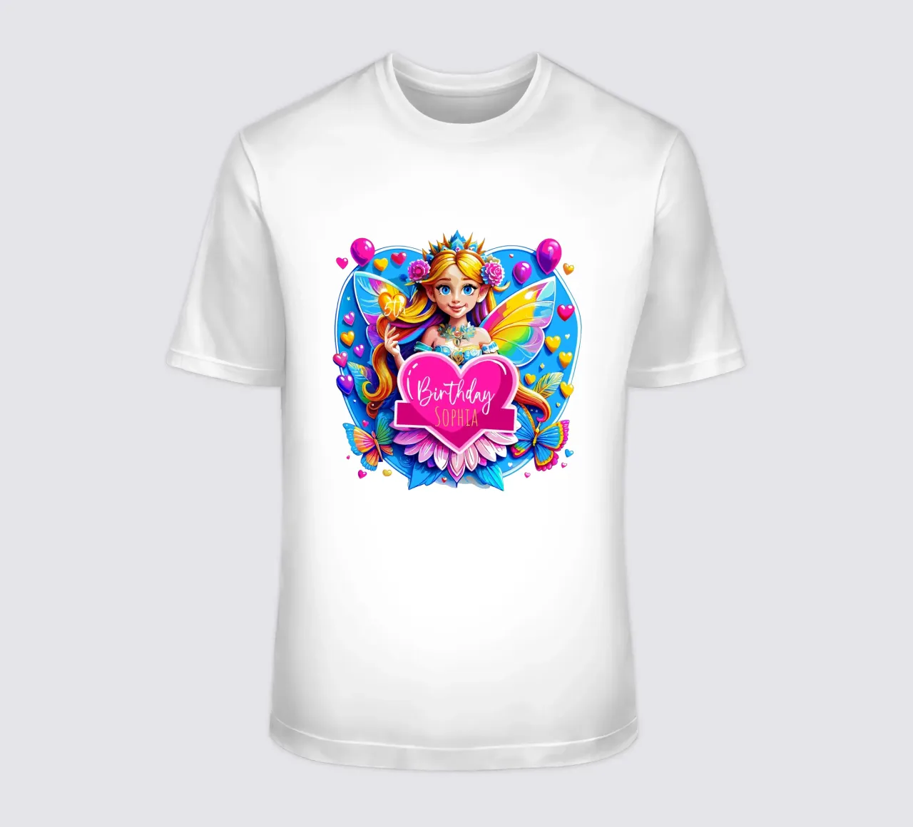 Regenbogen Herz Fee Magie Kunst - Hinzufügen Costom Veranstaltung, Name, Alter T-Shirt von Artnesia