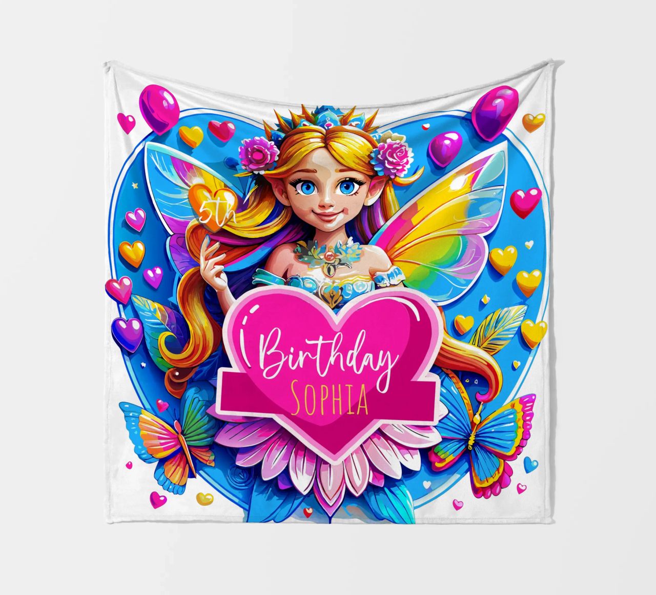 Rainbow Heart Fairy Magic Art - Aggiungi evento, nome ed età coperta in pile da Artnesia