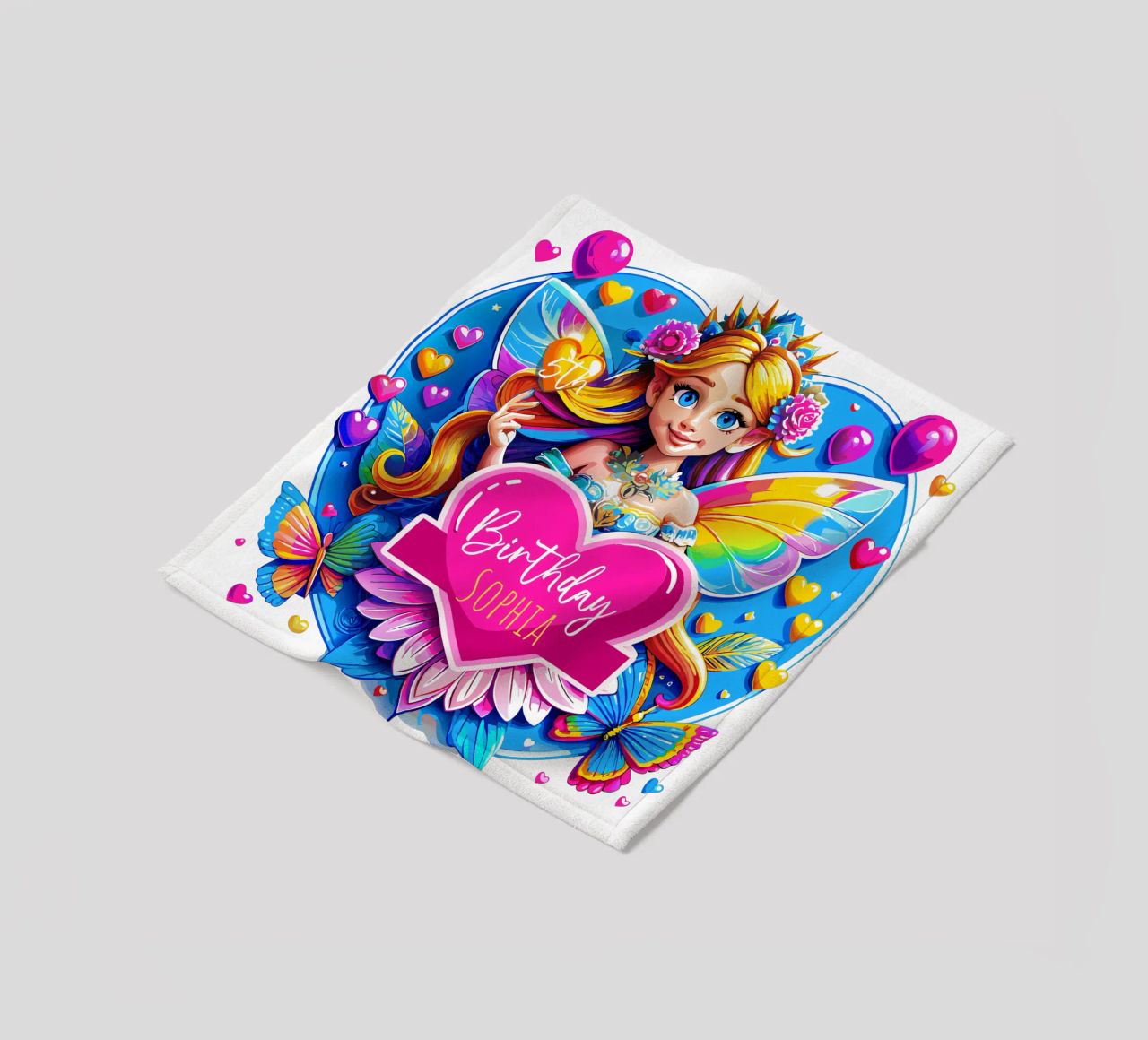 Rainbow Heart Fairy Magic Art - Aggiungi evento, nome ed età coperta in pile da Artnesia