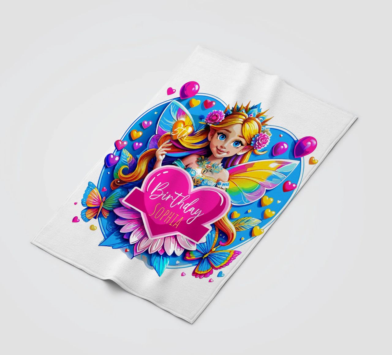 Rainbow Heart Fairy Magic Art - Aggiungi evento, nome ed età coperta in pile da Artnesia