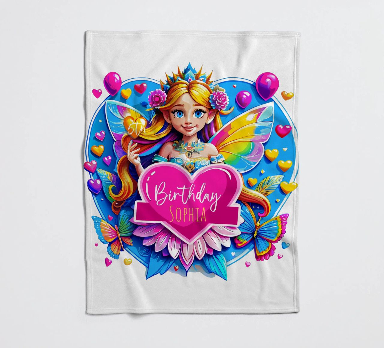 Rainbow Heart Fairy Magic Art - Aggiungi evento, nome ed età coperta in pile da Artnesia