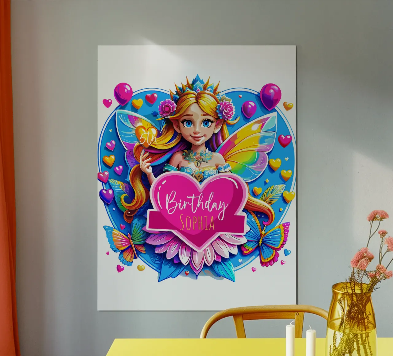 Rainbow Heart Fairy Magic Art - Add Costom Event, Name, Age hahnemühle by Artnesia