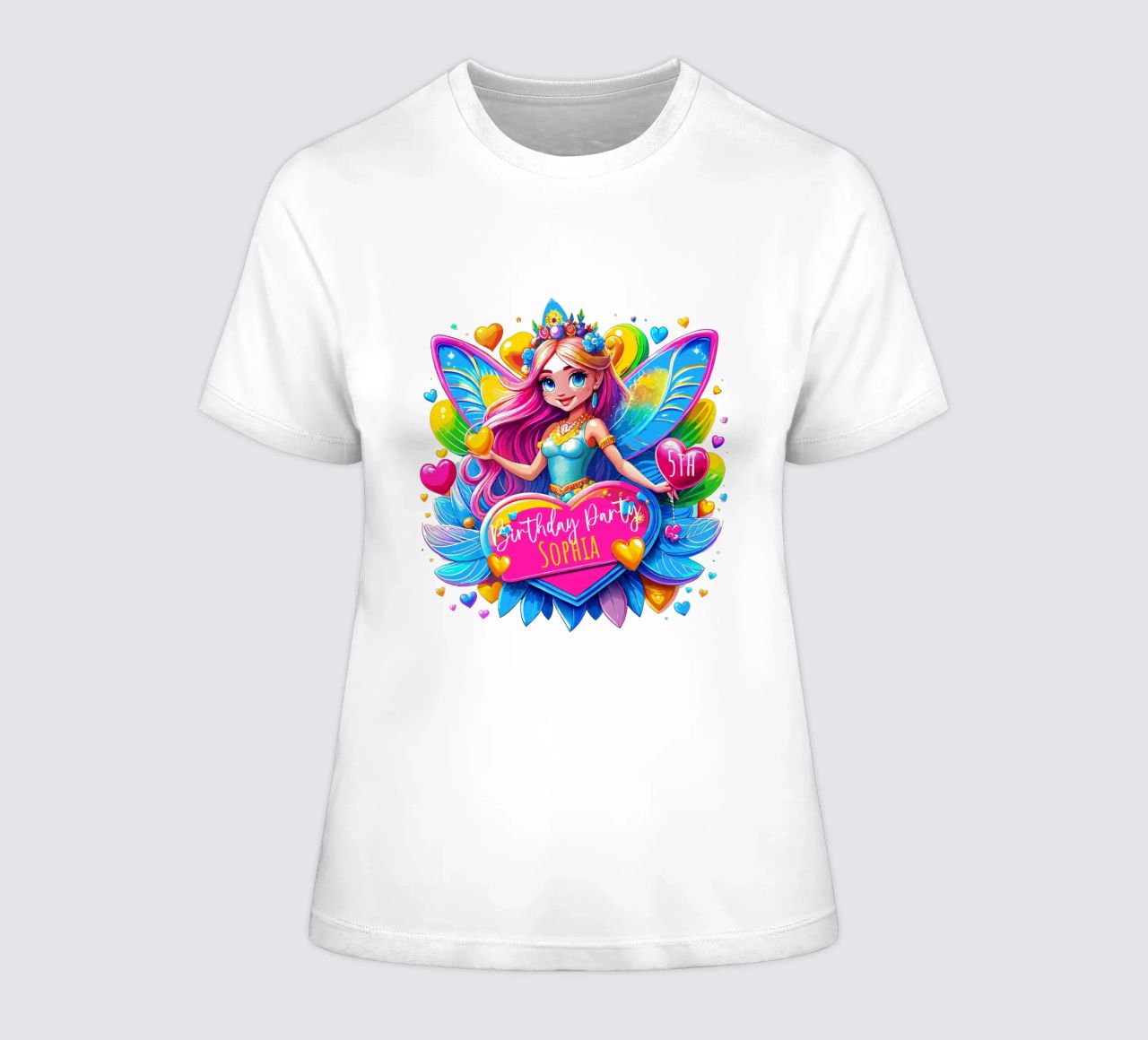 Little Fairy Magic Art - Add Custom Name, Event and Age women's fitted t-shirt by Artnesia