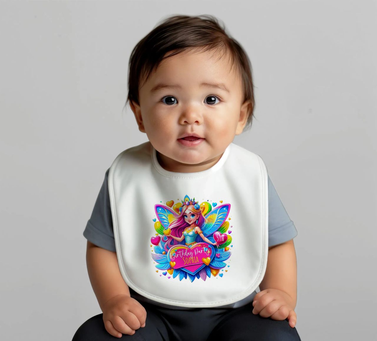 Little Fairy Magic Art - Add Custom Name, Event and Age baby bib by Artnesia