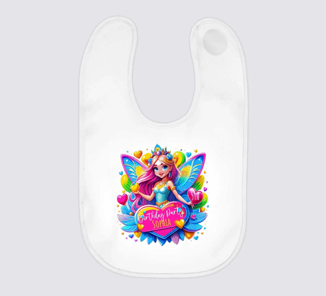 Little Fairy Magic Art - Add Custom Name, Event and Age baby bib by Artnesia