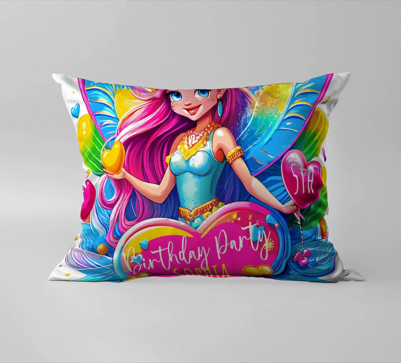Little Fairy Magic Art - Add Custom Name, Event and Age decorative cushion by Artnesia
