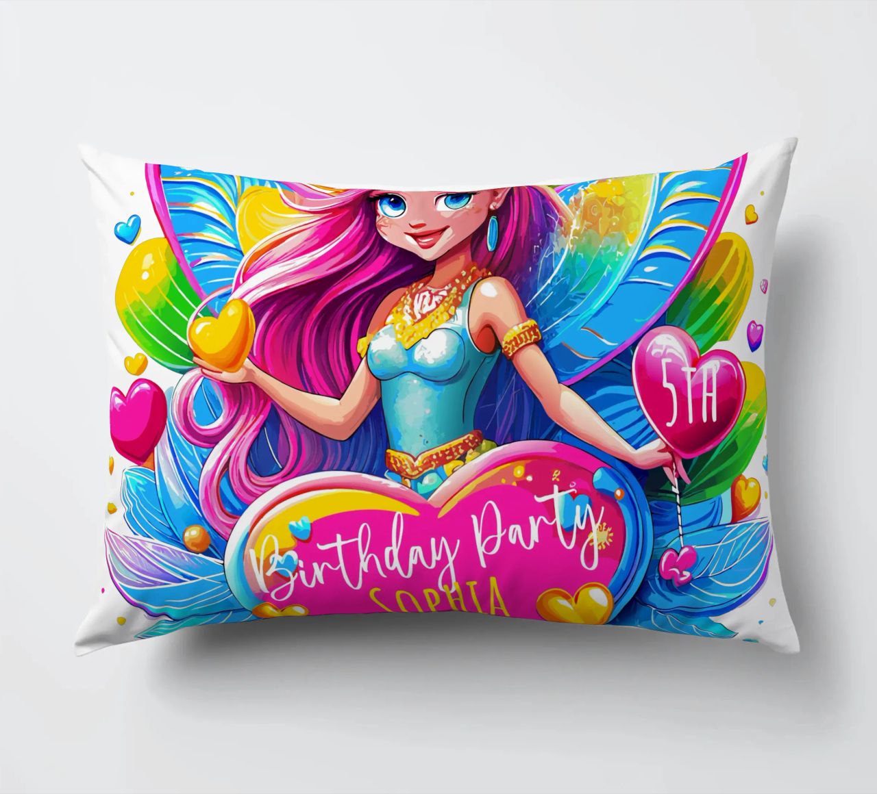 Little Fairy Magic Art - Add Custom Name, Event and Age decorative cushion by Artnesia