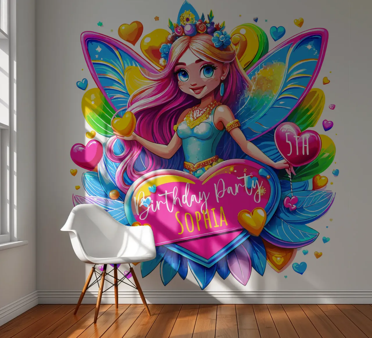 Little Fairy Magic Art - Aggiungi nome, evento ed età personalizzati carta da parati fotografica da Artnesia