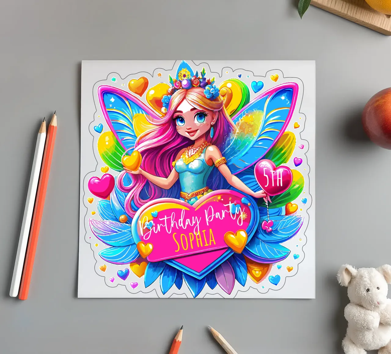 Little Fairy Magic Art - aangepaste naam, gebeurtenis en leeftijd toevoegen stickervel van Artnesia