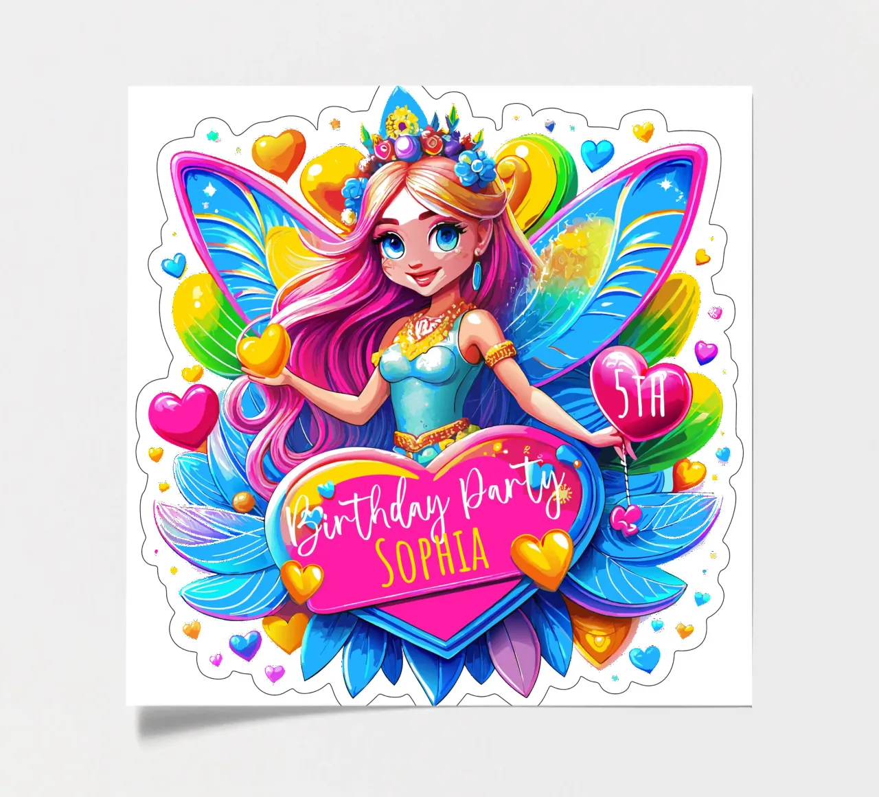 Little Fairy Magic Art - aangepaste naam, gebeurtenis en leeftijd toevoegen stickervel van Artnesia