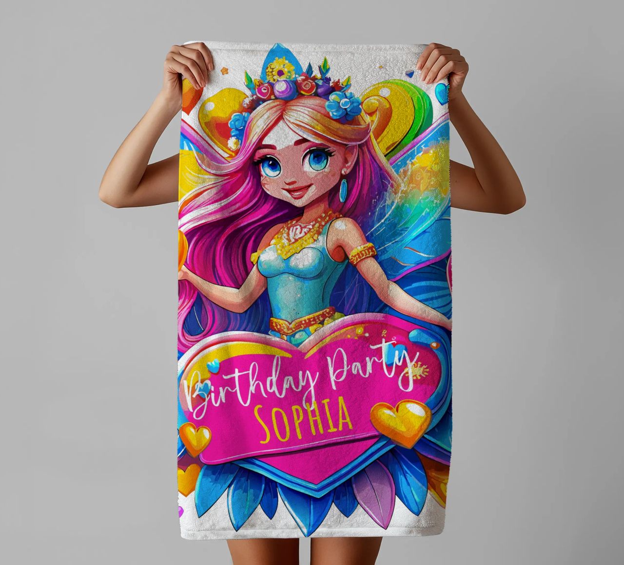 Little Fairy Magic Art - Add Custom Name, Event and Age towel by Artnesia