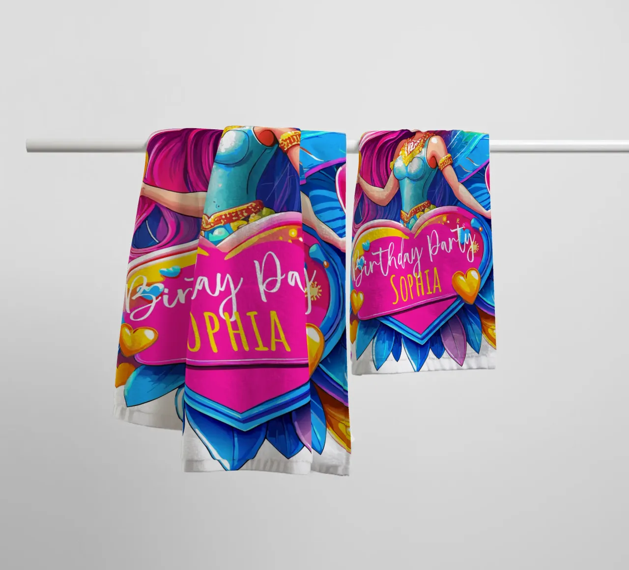 Little Fairy Magic Art - Add Custom Name, Event and Age towel by Artnesia
