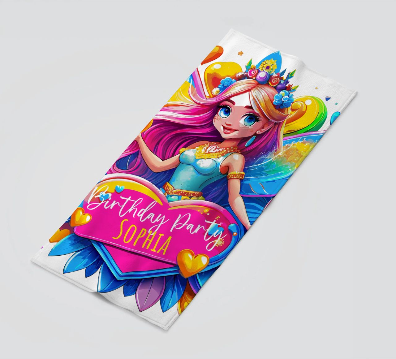 Little Fairy Magic Art - Add Custom Name, Event and Age beach towel by Artnesia