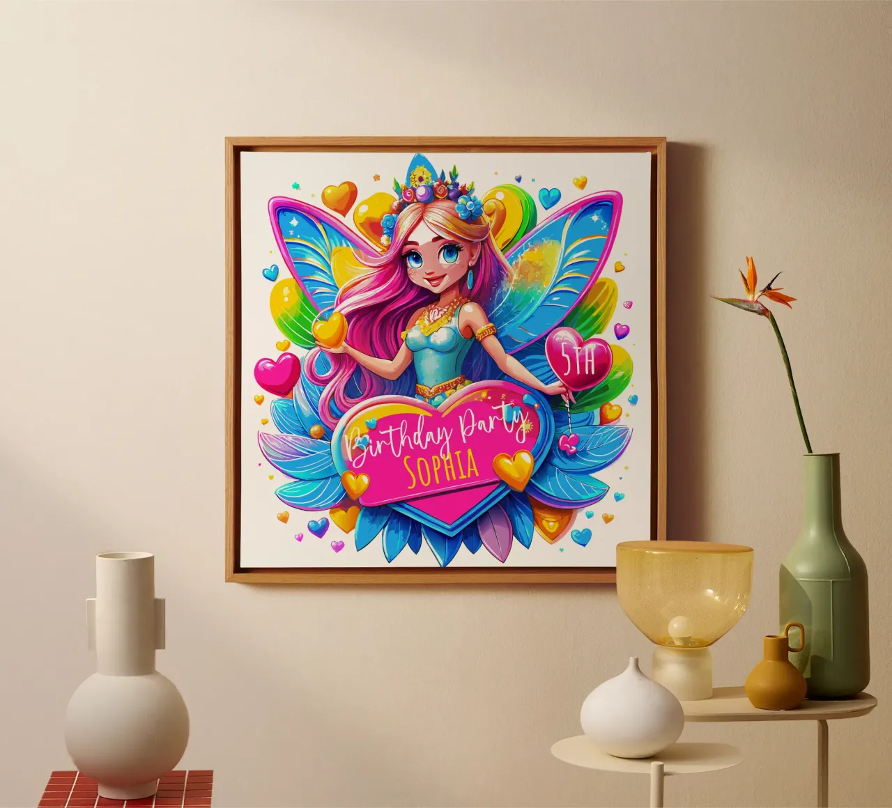 Little Fairy Magic Art - Ajoutez un nom, un événement et un âge personnalisés toile de Artnesia